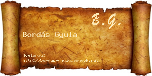 Bordás Gyula névjegykártya